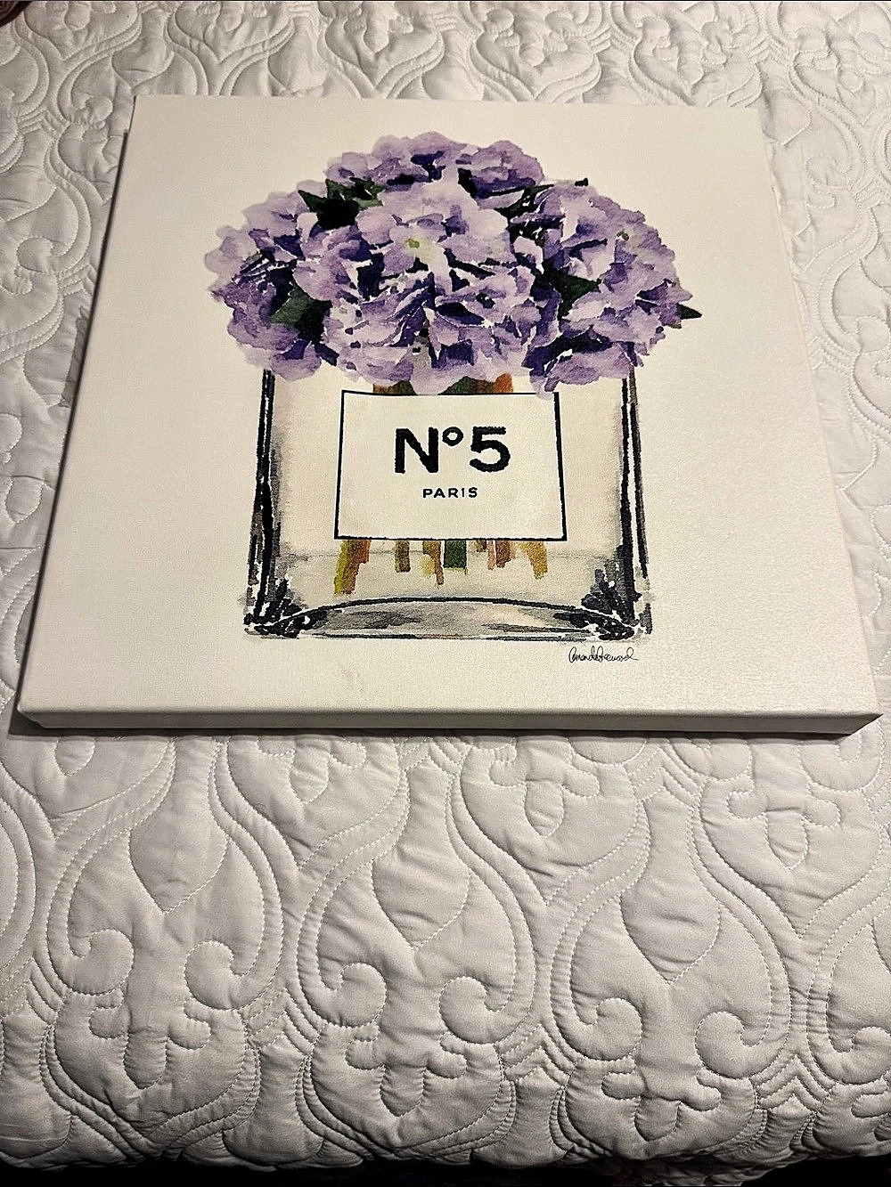 N°5 PARIS floral artwork Floral Print Artwork Purple & White